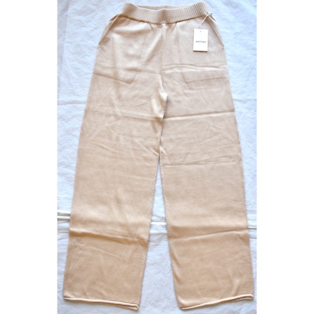 MOTHER NWT THE ZESTY HOVER HIGH WAIST WIDE LEG KNIT BEIGE PANT. SIZE S - Picture 6 of 14